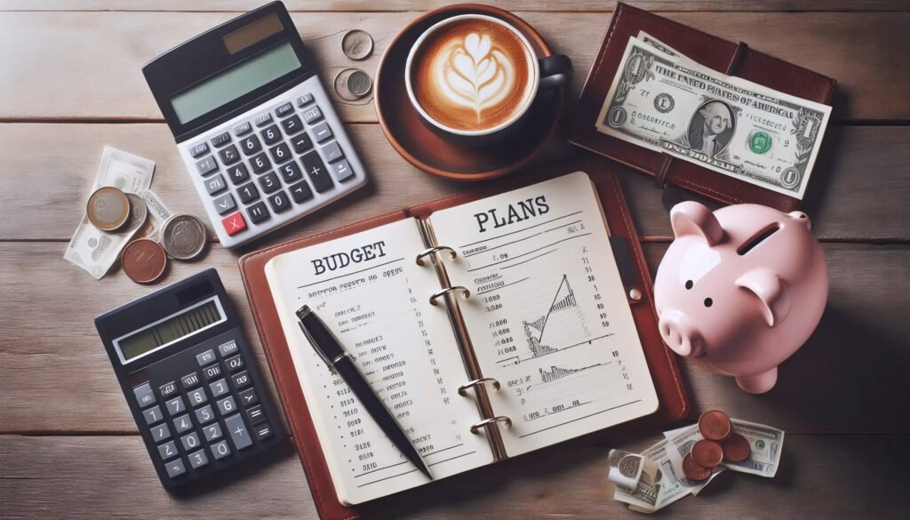 A budget planning session with a notebook, Ai generated image